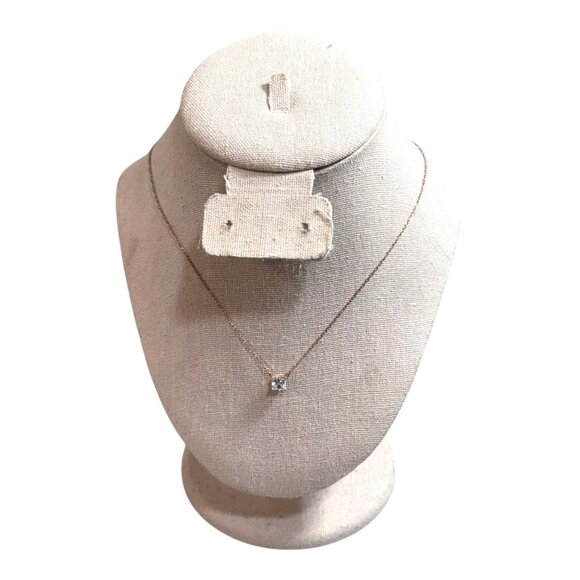 Swarovski Gold Toned Chain Necklace Square Cut Rose Gold CZ Pendant 5510698 - Picture 2 of 9